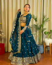Wedding Wear Blue Color Jimi Choo Lehenga For Bride