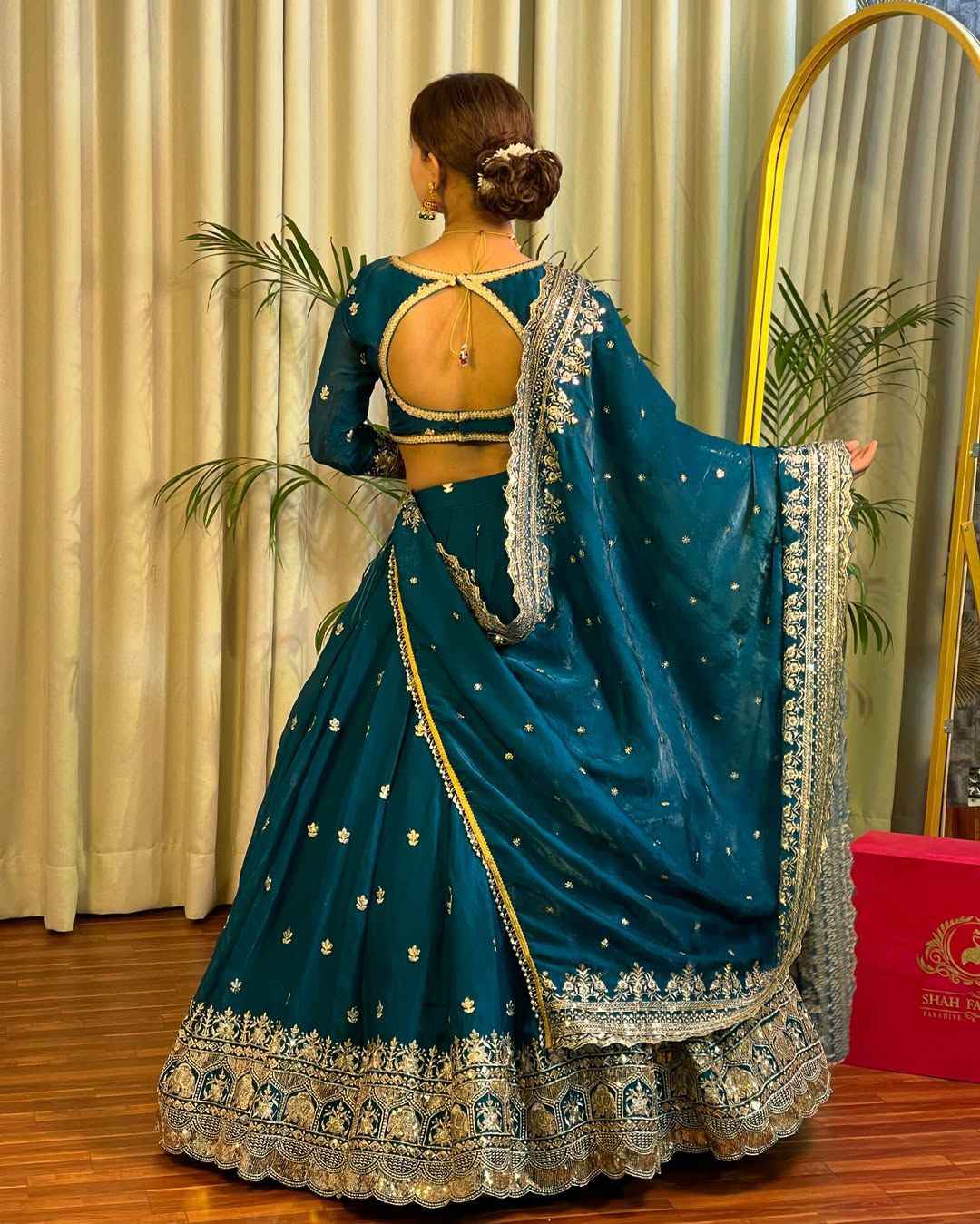 Wedding Wear Blue Color Jimi Choo Lehenga For Bride
