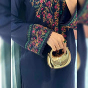 Royal Navy Blue Embroidered Straight Kurti Pant Set with Dupatta