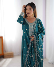 Wedding Wear Green Color Chinon Silk Kurti For Girls