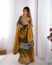 Wedding Wear Multi Color Chinon Silk Sharara For Girls
