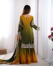 Wedding Wear Multi Color Chinon Silk Sharara For Girls