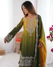 Wedding Wear Multi Color Chinon Silk Sharara For Girls