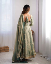 Wedding Wear Light Green Color Fandy Silk Gown For Girls