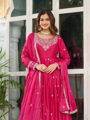 Wedding Wear Pink Color American Silk Gown For Girls