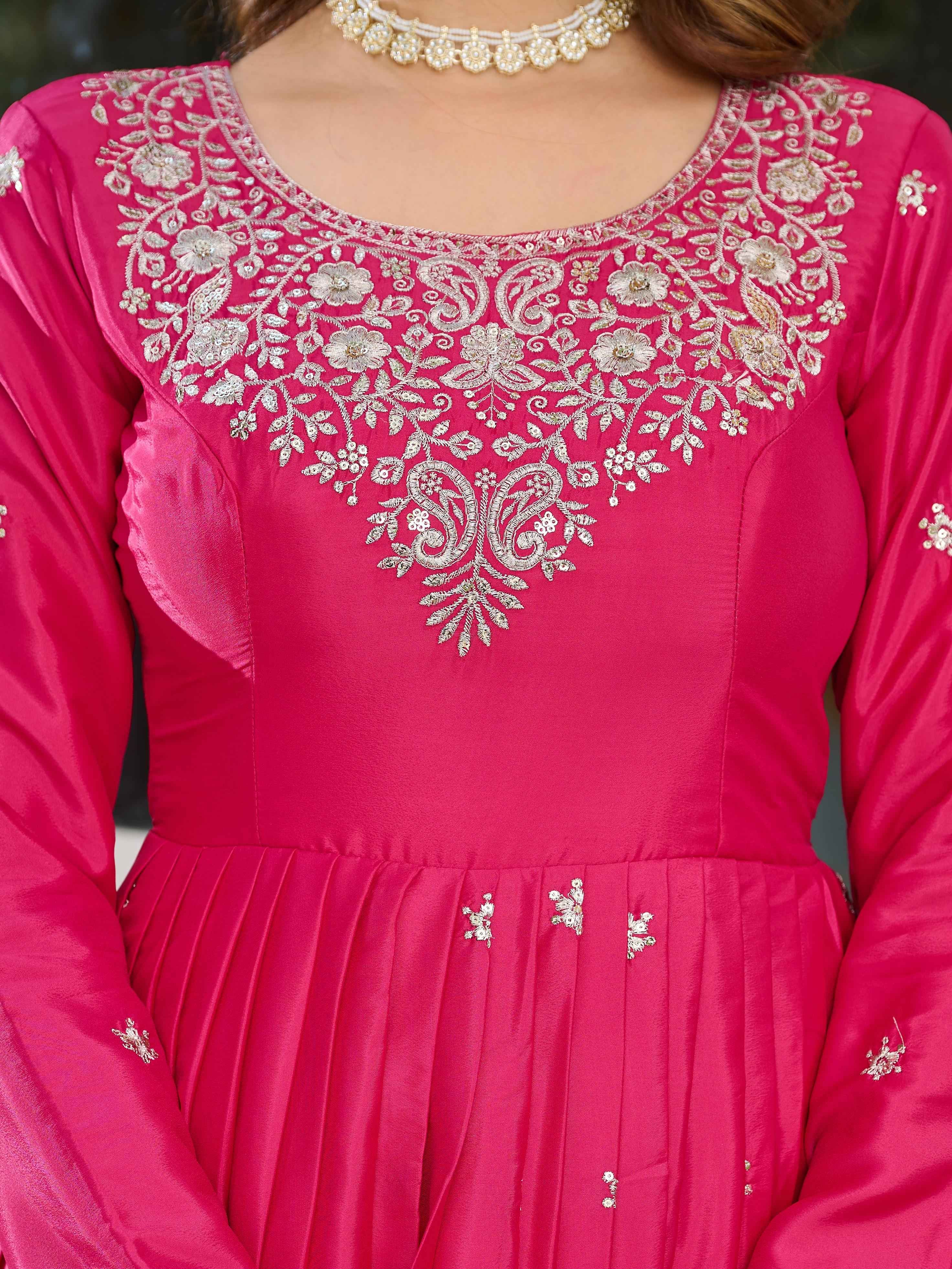 Wedding Wear Pink Color American Silk Gown For Girls