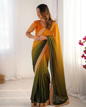 Wedding Wear Multi Color Chinon Silk Saree For Girls