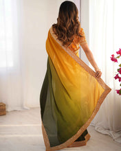 Wedding Wear Multi Color Chinon Silk Saree For Girls