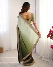 Party Wear Multi Color Chinon Silk Saree For Girls
