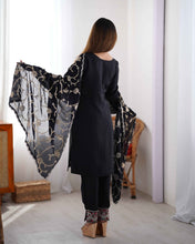 Party Wear Black Color Chinon Silk Kurti For Girls