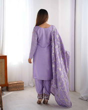 Wedding Wear Purple Color Chinon Silk Kurti For Girls
