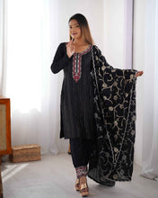Party Wear Black Color Chinon Silk Kurti For Girls