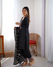 Party Wear Black Color Chinon Silk Kurti For Girls