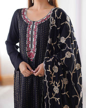 Party Wear Black Color Chinon Silk Kurti For Girls