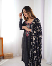 Party Wear Black Color Chinon Silk Kurti For Girls
