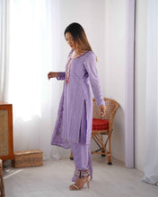 Wedding Wear Purple Color Chinon Silk Kurti For Girls