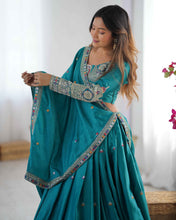 Party Wear Sky Blue Color Natural Crep Silk Lehenga For Women