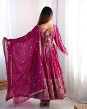 Party Wear Pink Color Star Georgette Gown For Girls