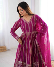 Party Wear Pink Color Star Georgette Gown For Girls