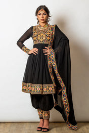 Wedding Wear Black Color Faux Georgette Gown For Girls