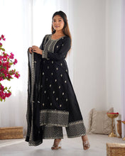 Wedding Wear Black Color Pure Chinon Silk Kurti For Girls
