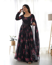 Wedding Wear Black Color Pure Soft Organza Silk Gown For Girls