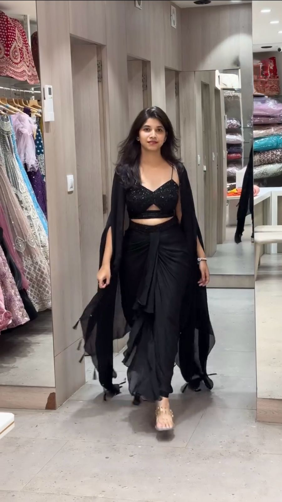 Wedding Wear Black Color Satin Silk Salwar Set For Girls