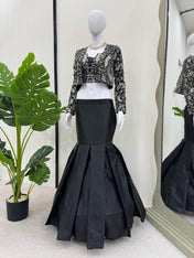 Wedding Wear Black Color Tapeta Silk Saree For Girls