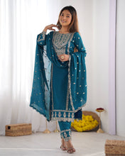Wedding Wear Blue Color Chinon Silk Kurti For Girls