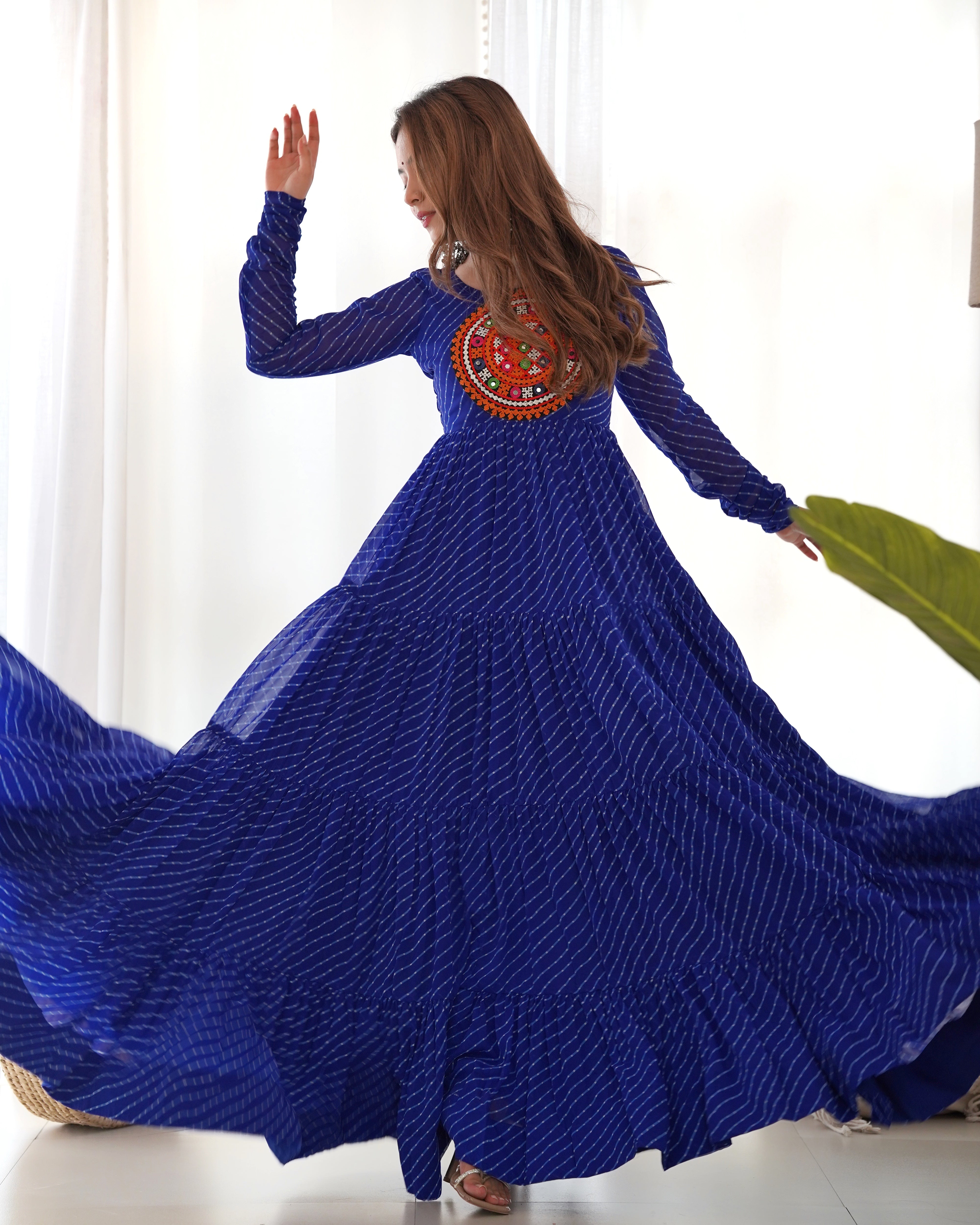 Wedding Wear Blue Color Heavy Fox Georgette Gown For Girls