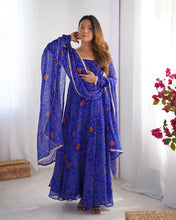 Wedding Wear Blue Color Pure Soft Light Weight Chiffon Gown For Girls