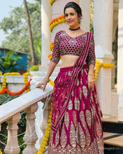 Wedding Wear Cherry Red Color Faux Georgette Lehenga For Girls
