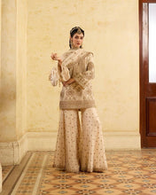 Wedding Wear Cream Color Chinon Silk Wear For Girls