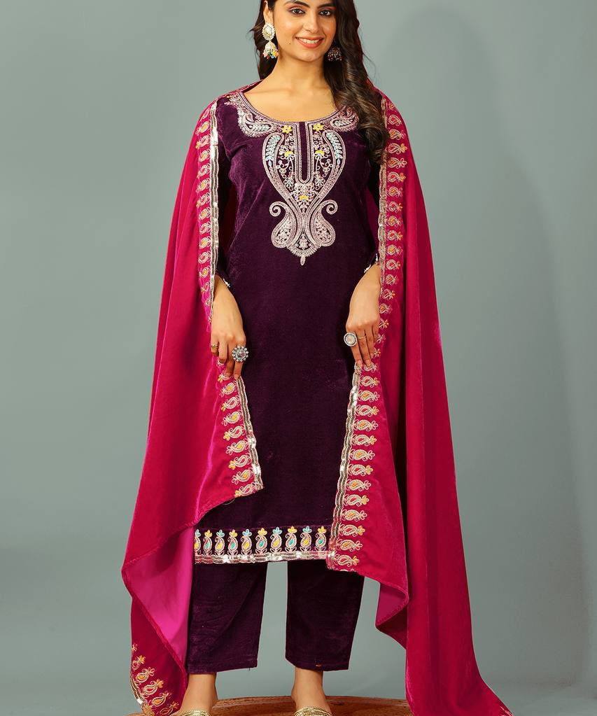Wedding_Wear_Dark_Purple_Color_Heavy_Viscose_Velvet_Kurti_For_Girls.jpg
