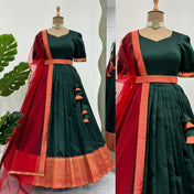 Wedding Wear Green Color Jequed silk Gown for Women