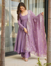 Wedding Wear Light Purple Color Heavy Fandy Silk Gown For Girls