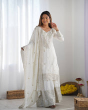 Designer Maroon, White color Chinnon Silk With Embroidery For Girls