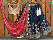 Wedding Wear Multi-Colored Soft Net Lehenga Choli For Girls