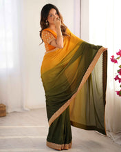 Wedding Wear Multi Color Chinon Silk Saree For Girls