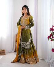 Wedding Wear Multi Color Chinon Silk Sharara For Girls
