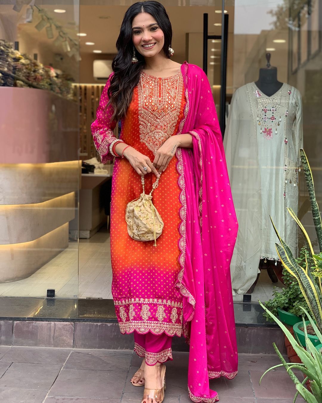 Wedding Wear Multi Color Silk Salwar Kameez For Girls