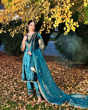 Wedding Wear Navy Blue Color Viscose Velvet Kurti For Women