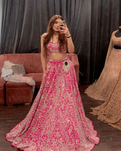 Wedding Wear Pink Color Devsena Silk Lehenga For Bride