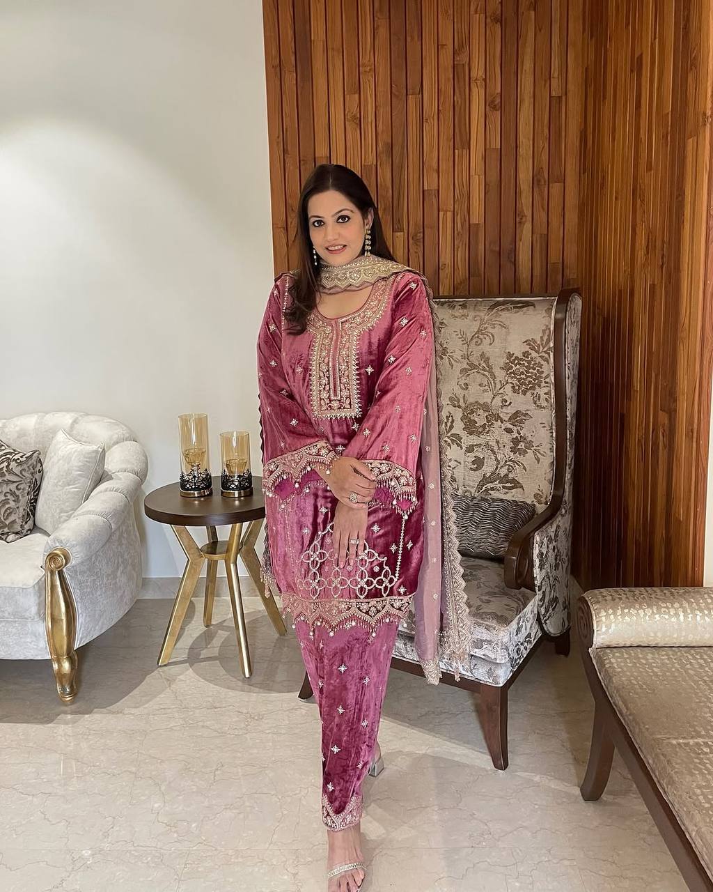 Wedding Wear Pink Color Embroidery Sequence Suits For Girls