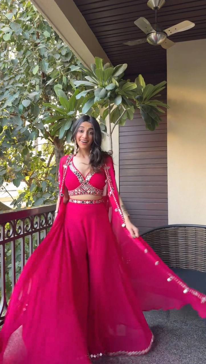 Wedding Wear Pink Color Georgette With Embroidery Drees For Girls