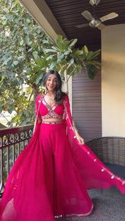 Wedding Wear Pink Color Georgette With Embroidery Drees For Girls