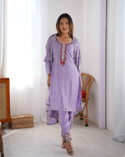 Wedding Wear Purple Color Chinon Silk Kurti For Girls