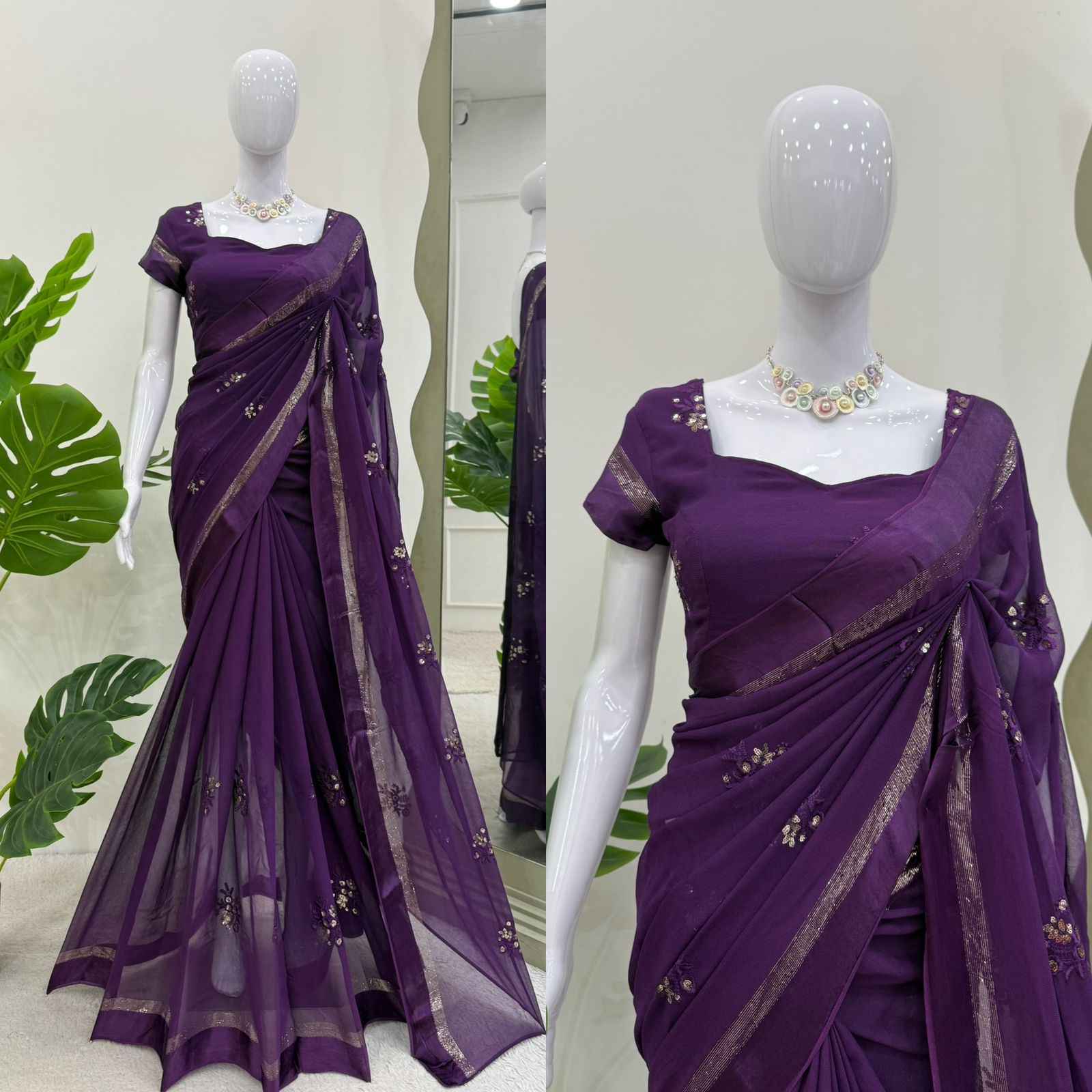 Wedding Wear Purple Color Kota Silk Saree For Women