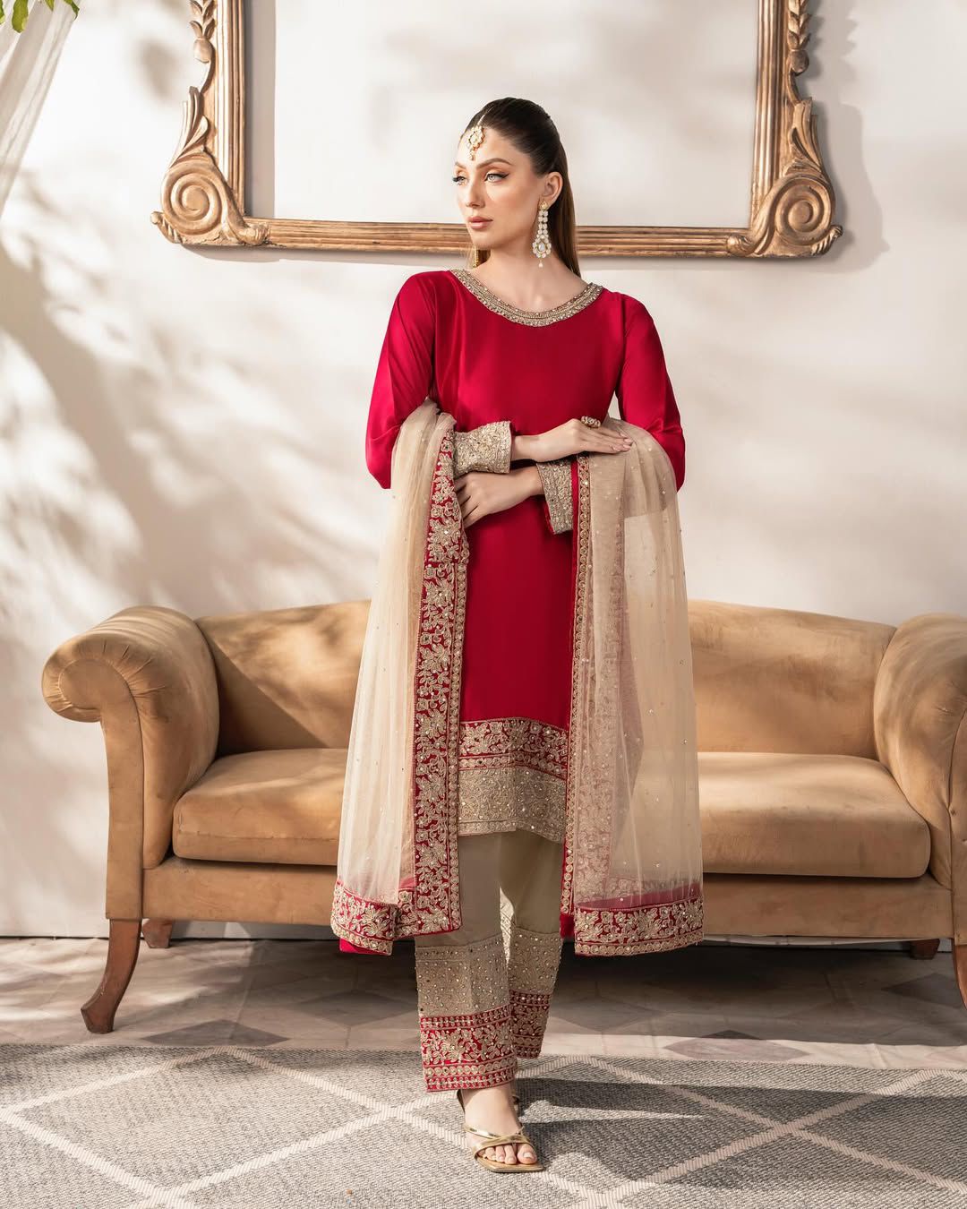 Wedding Wear Red Color Satin Silk For Girls
