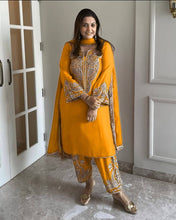 Wedding Wear Yellow Color Pure Chinon Silk Kurti For Girls